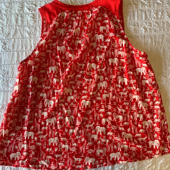 Maeve Anthropologie Tank Top Women 2 Red Safari Animal Sleeveless - Picture 2 of 7